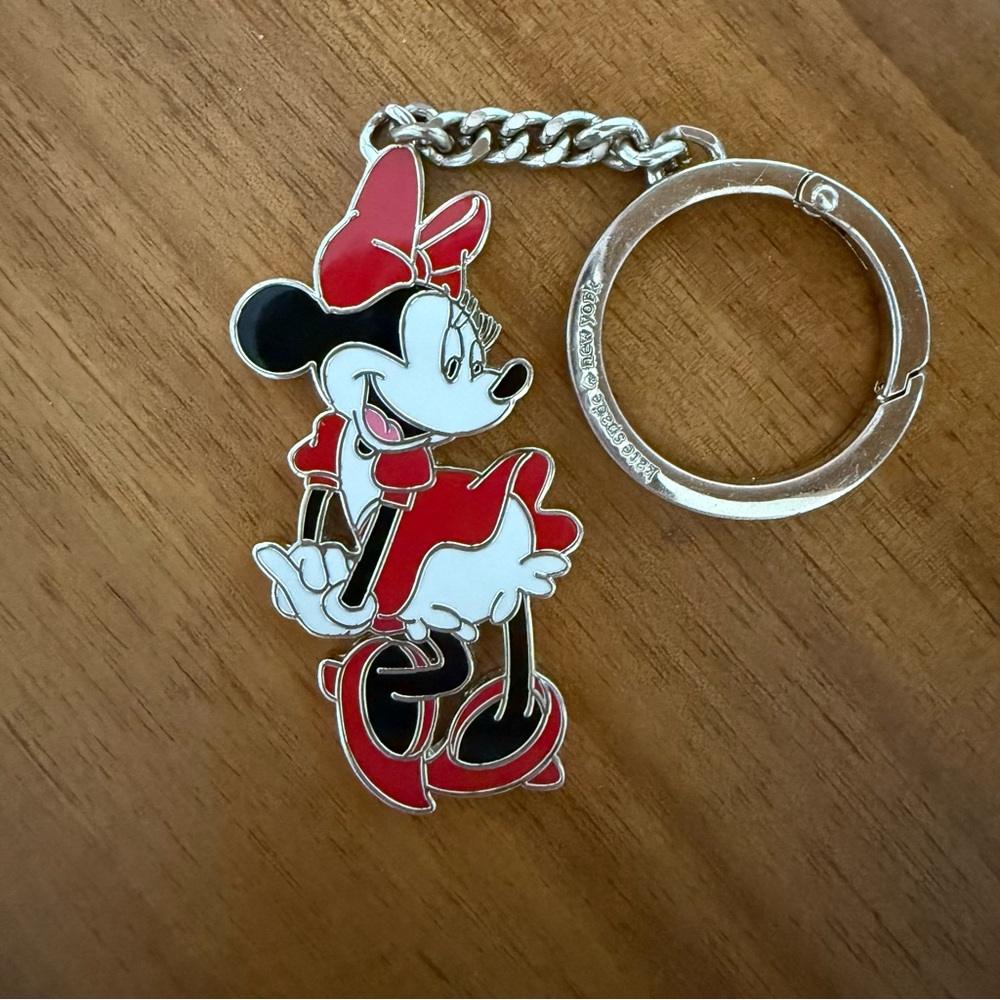 kate spade Minnie Mouse Red, Black & White Enamel Keychain